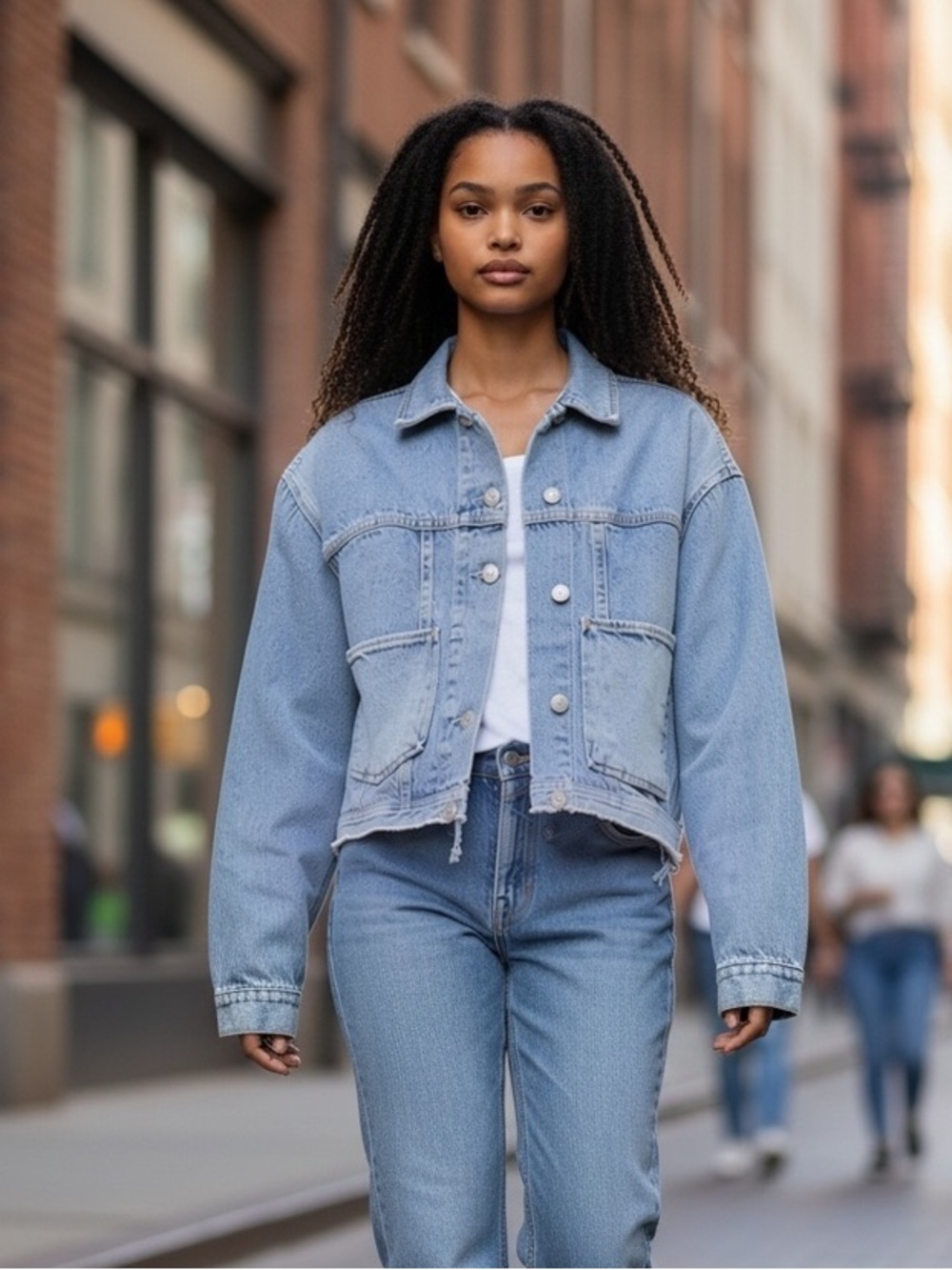 Citizens Of Humanity Light Blue Cropped Denim Jacket